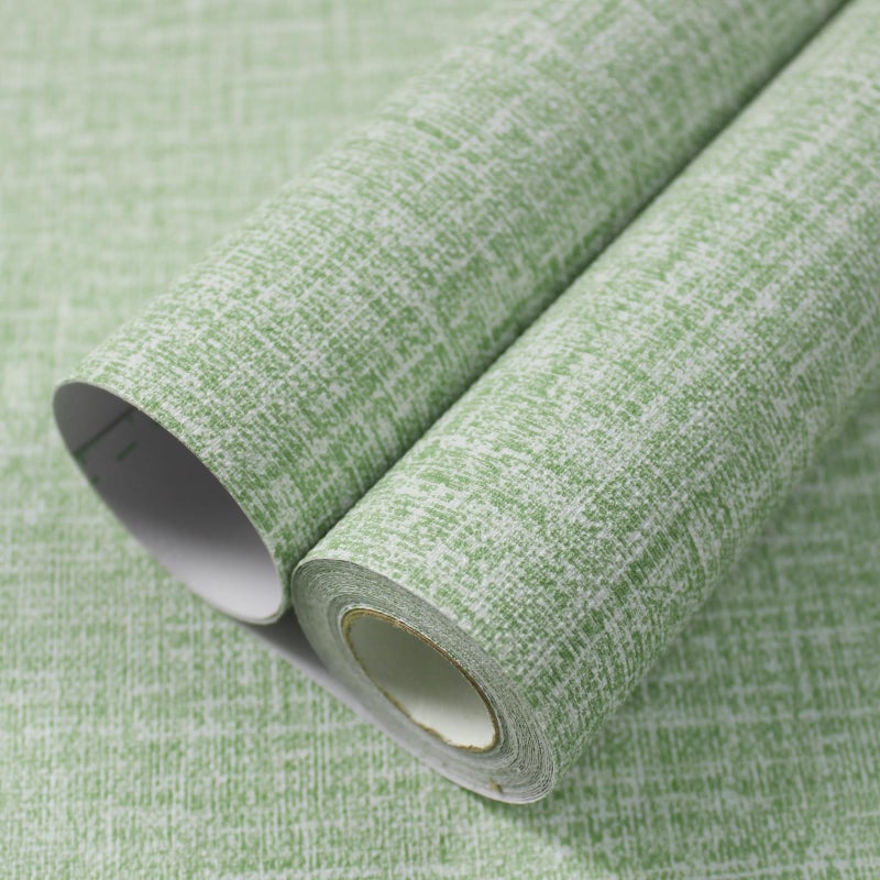 WADILE Grasscloth Peel and Stick Wallpaper 15.7in x 78.7in  Textured Contact Paper for Cabinets  Faux Linen Wall Paper Pull and Stick  Fabric Vinyl Wallpaper Self Adhesive Light Green - Image 1